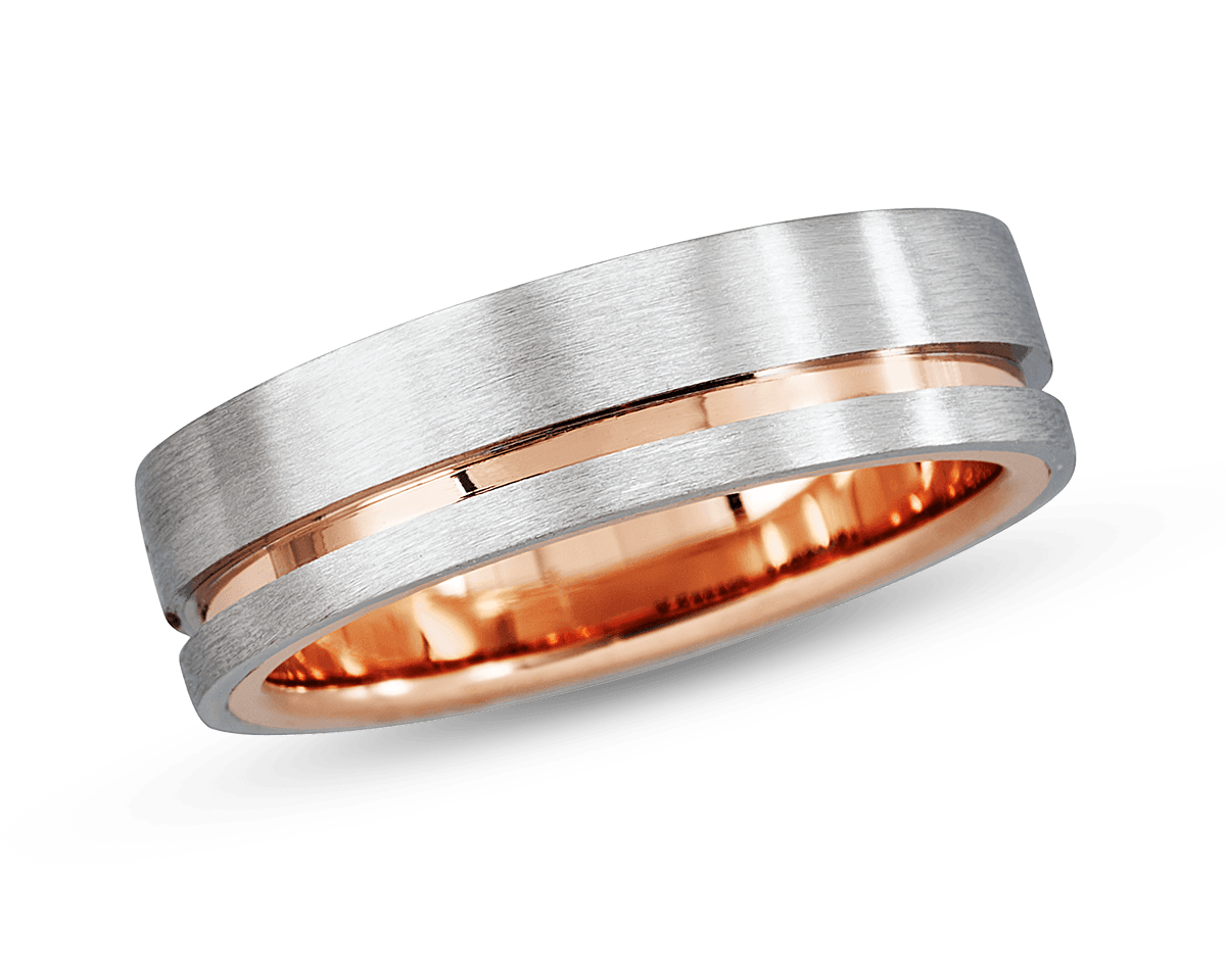 Men's 6mm Platinum Band with Rose Gold Stripe