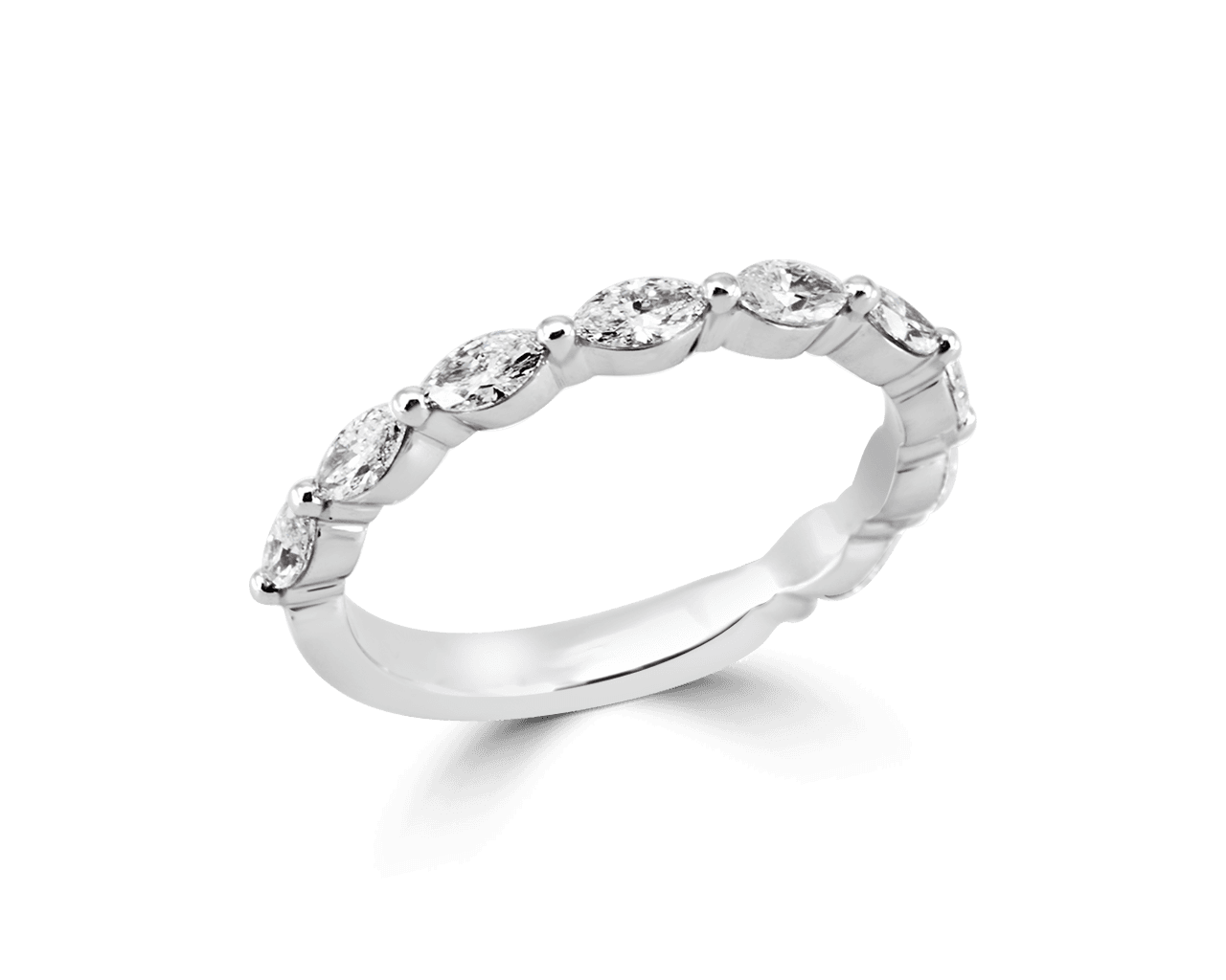 Marquise Shaped Single Shared Prong Wedding Band